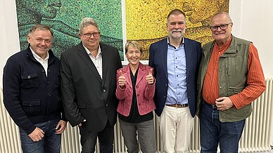 V.l.: Klaus-Dieter Welker (Vizepräsident Sport LV RL), Achim Bersch (Geschäftsführer LV RL), Corinna Tentrup-Tiedje (Vizepräsidentin Finanzen LV RH), Jens Harrendorf (Präsident LV RH), Kai Mader (Vizepräsident Finanzen LV RL).